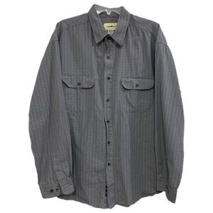 Eddie Bauer Cotton Button Up Pockets Shirt Men's Gray Plaid XXL.